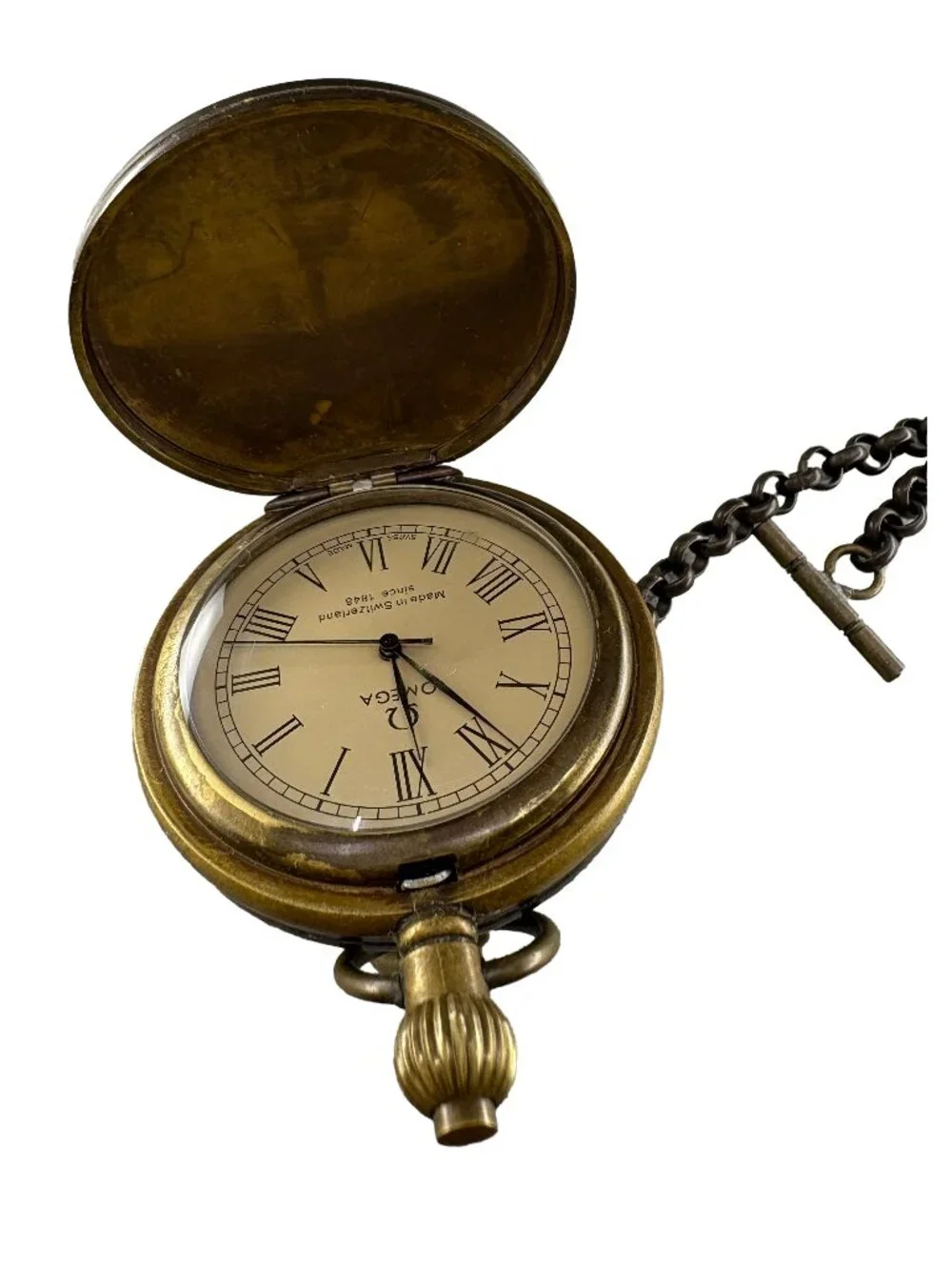 Vintage Art Pocket Watch 50mm Pearl Bezel Classical Painting Dial 300mm Chain
